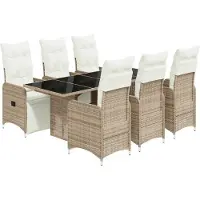 vidaXL Ensemble de jardin bistrot 7 pièces avec coussins Marron Poly rotin