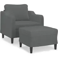 vidaXL Fauteuil avec pouf gris foncé 60 cm Tissu