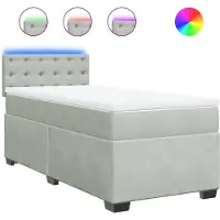 vidaXL Lit boxspring avec matelas gris clair 100x200 cm velours