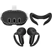 Vortex VR Kit de Protection 3-en-1 en Silicone pour Meta Quest 3 / 3S / 2 – Housse Lunettes, Protection Visage & Manettes avec Sangle – Accessoires VR