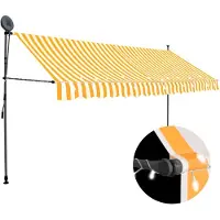 vidaXL Store rétractable manuel avec LED 400 cm blanc orange