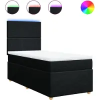 vidaXL Lit boxspring avec matelas noir 100x200 cm tissu