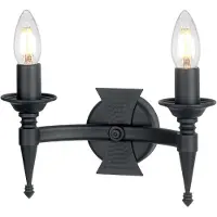 Elstead Lighting Applique murale Saxon noire avec bougeoir, 2xE14x60W, métal, dimensions : 17x25,5x12,5 cm, IP20, Elstead