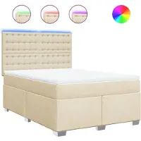 vidaXL Lit boxspring avec matelas Crème 140x190 cm Tissu
