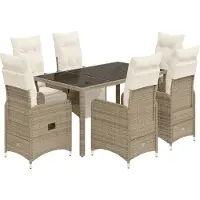 vidaXL Ensemble de jardin bistrot 7 pièces avec coussins Marron Poly rotin
