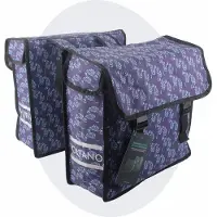 Voltano Double Pannier Bag Purple Passion - Noir avec bleu et violet avec fleurs - 38 Liter - 100% Waterproof Polyester - Cheerful Panniers