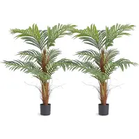 Vevor Arbre Artificiel 1219 mm Plante Artificielle PE Palmier à Noix de Bétel 2 Faux Arbres Vert avec Pot 127x113 mm Fausse Plante Décoration pour Maison Bureau Centres Commerciaux Intérieur Extérieur