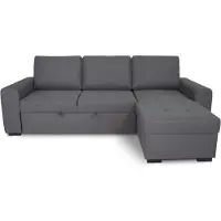 Generique Canapé d'angle convertible réversible CATHY 3 places - Tissu Gris - L 242 x P 155 x H 85 cm