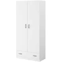 You do it Armoire avec 2 portes battantes en aggloméré + 1 tiroir -Reproduction blanc 78 x 38 x hauteur 170 cm