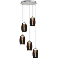 Highlight Suspension Nebula Nickel rond 5 lumières fumé