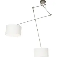 QAZQA Suspension intelligente en acier avec abat-jour 35 cm blanc, avec 2 ampoules Wifi A60 - Blitz