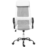 Beliani Siège de bureau en maille blanche réglable en hauteur pivotant avec accoudoirs forme ergonomique