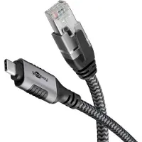 Goobay 70755 câble changeur de genre USB C RJ-45 Noir, Argent