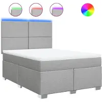 vidaXL Lit boxspring avec matelas gris clair 160x200 cm Tissu