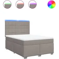 vidaXL Lit boxspring avec matelas Taupe 160x200 cm Tissu