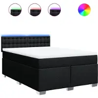 vidaXL Lit boxspring avec matelas noir 160x200 cm Tissu