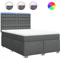 vidaXL Lit boxspring avec matelas gris foncé 160x200 cm Tissu