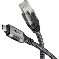 Goobay 70697 USB C 3.1/RJ45 CAT 6 Kabel 1,5 m grau, schwarz, 1 St.