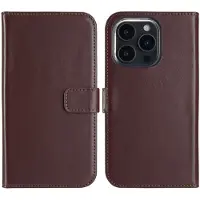 Selencia Étui portefeuille en cuir véritable Apple iPhone 16 Pro - Marron