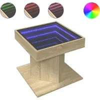 vidaXL Table basse LED Chêne Sonoma 50x50x45 cm Matériau dérivé du bois