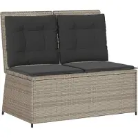 vidaXL Banc inclinable de jardin et coussins gris clair résine tressée