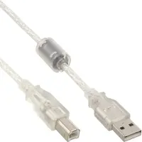 InLine 34503 Câble USB 2.0, A à B, transparent, avec noyau en ferrite, 0,3m