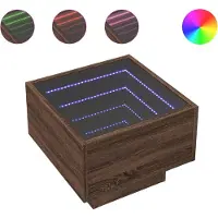 vidaXL Table de chevet avec LED infini chêne marron 40x40x30 cm