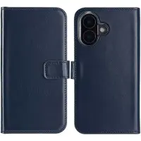 Selencia Étui portefeuille en cuir véritable Apple iPhone 16 - Bleu