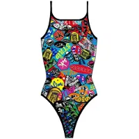 Turbo Maillot De Bain à Fines Bretelles Stickers Colors