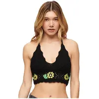 Superdry Femme Brassière en Crochet à Fleurs Noir Taille: 40