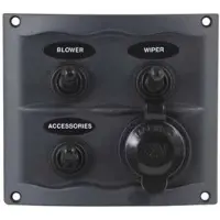 Bep Marine Waterproof 3 Switches&socket Panel Noir 67 x 67 x 90 mm