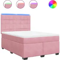 vidaXL Lit boxspring avec matelas rose 140x200 cm velours