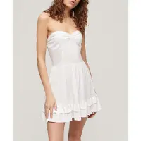 Superdry Femme Mini-robe Bustier en Dentelle Esprit Années 50 Blanc Taille: 38