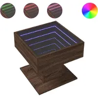 vidaXL Table basse LED marron imitation chêne 50x50x45 cm Matériau dérivé du bois