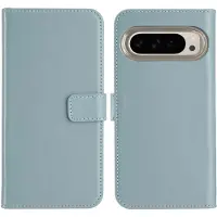 Selencia Étui portefeuille en cuir véritable Google Pixel 9 / 9 Pro - Air Blue