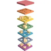 TickiT Jeu d'empilage en bois Arc-en-ciel - Jouets éducatifs pour enfants