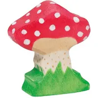 Holztiger Figurine en bois Amanite tue-mouches - Peinte à la main - Rouge - Pour enfant de 3 ans et plus