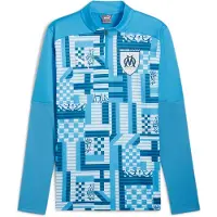 Puma Hommes, T-shirt de sport, Top OM Prematch 1/4 Zip (L), Bleu, L