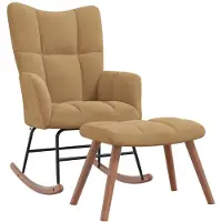 vidaXL Chaise à bascule avec tabouret en velours marron