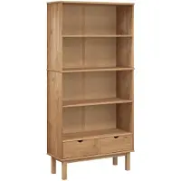 vidaXL Bibliothèque OTTA avec 2 tiroirs Marron Bois massif pin