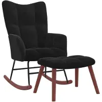 vidaXL Chaise à bascule avec repose-pied Noir Velours