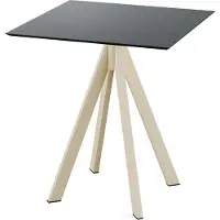Veba Infinity - Table de patio, structure couleur sable + plateau HPL noir, 70 x 70 cm, 1 pièce