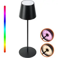 Goliving Chroma Table Lamp Rechargeable - Sans fil et dimmable - Lampe tactile - Lampe de nuit Chambre et salon - RGBW - 37,5 cm - Noir