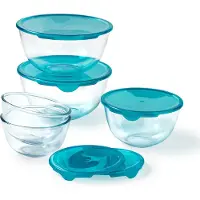 Pyrex - Prep & Store Bol à mélanger avec couvercle 5 pcs - Transparent - Verre borosilicaté