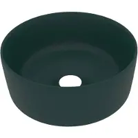 vidaXL Washbeasin rund 40x15 cm Keramikmatte dunkelgrün