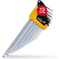 Wiha 36522 Jeu de cl?s m?les en ?tui ErgoStar Six pans ? t?te sph?rique MagicRing - 13 pcs - chrom?es mat