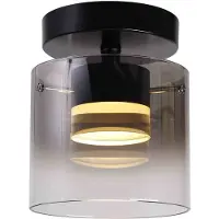 Highlight Plafonnier Salerno noir avec verre fumé