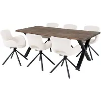 Ebuy24 Toulon ensemble pour salle à manger table de salle à manger 95x200cm naturel et 6 Amorim chaise offwhite.