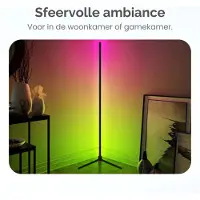 Gologi Smart Floor Lamp LED - Lampe d'angle - Industrielle - Debout - Salon - Dimmable - RGBW - Avec App - Noir