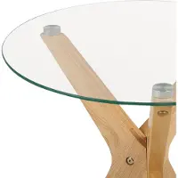Beliani Table basse en verre trempé ø 45 cm pieds en bois d'hévéa salon moderne